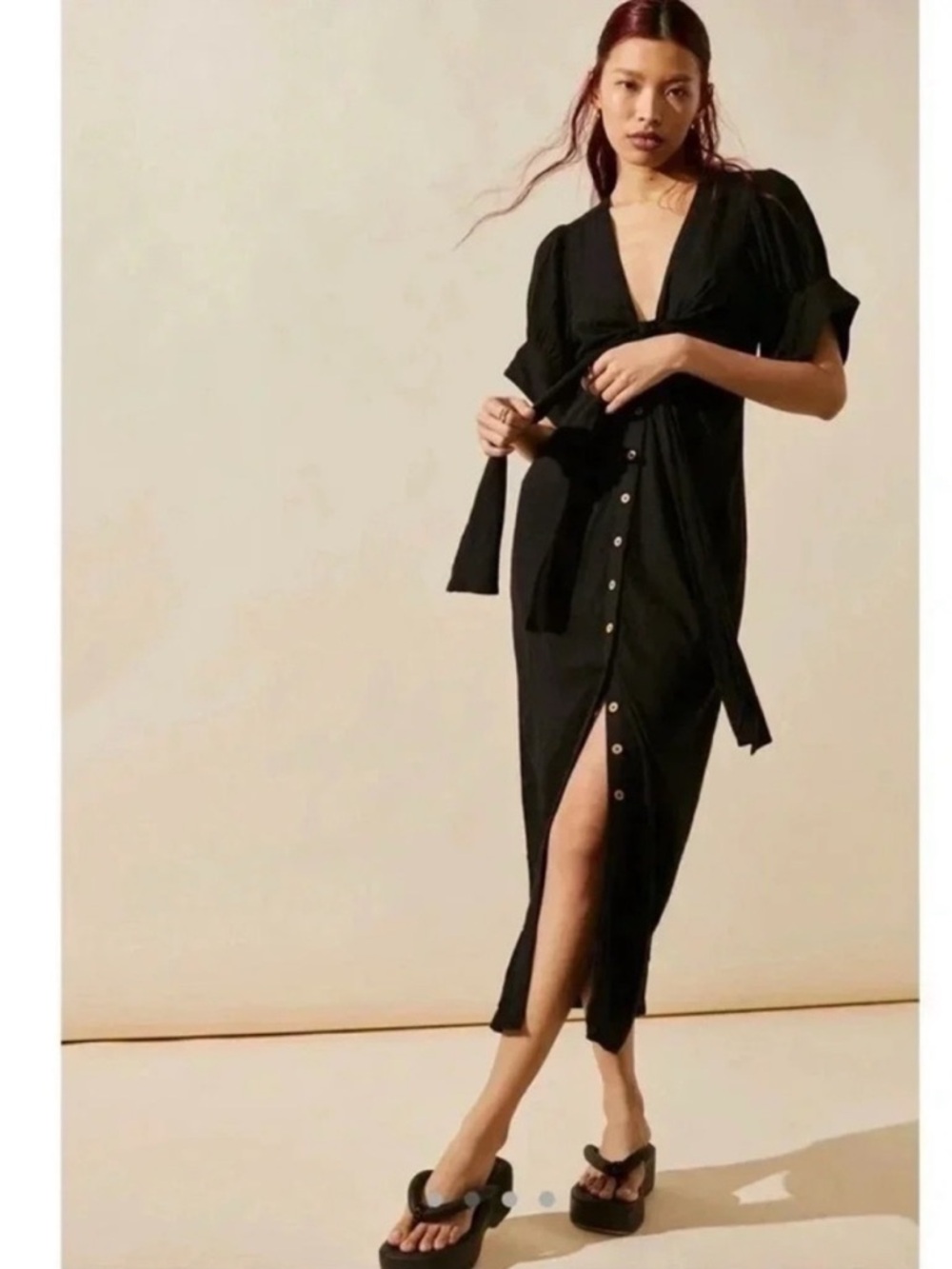 Free People Vintage Summer Midi Dress, Black